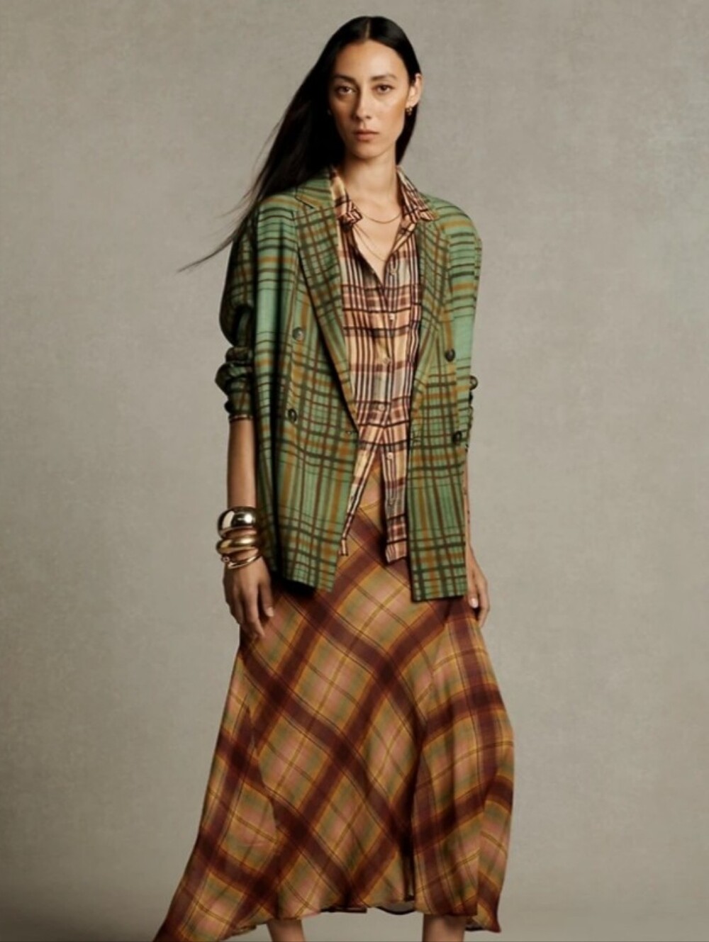 Zara Plaid Double Breasted Oversized Blazer Size S